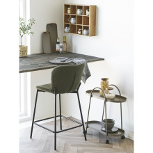 Krzesło barowe tapicerowane tkanina boucle Maceda 65cm ciemny zielony / czarny House Nordic