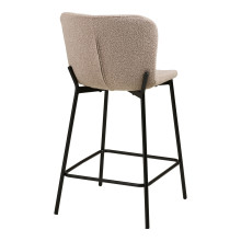 Krzesło barowe tapicerowane tkanina boucle Maceda 65cm beżowy / czarny House Nordic