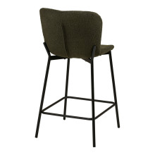 Krzesło barowe tapicerowane tkanina boucle Maceda 65cm ciemny zielony / czarny House Nordic