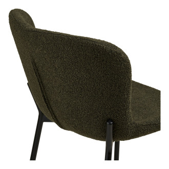 Krzesło barowe tapicerowane tkanina boucle Maceda 65cm ciemny zielony / czarny House Nordic