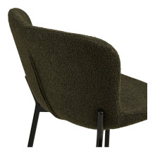 Krzesło barowe tapicerowane tkanina boucle Maceda 65cm ciemny zielony / czarny House Nordic