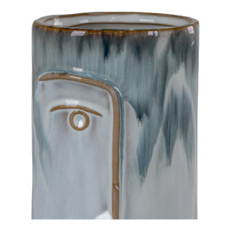 Wazon ceramiczny z motywem twarzy 17cm niebieski House Nordic