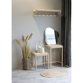 Wieszak ścienny drewniany z pleciona półką Abano 78cm House Nordic