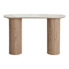 Konsola owalna ceramiczna na ryflowanej podstawie Athens 120cm ceramika / brąz House Nordic 2