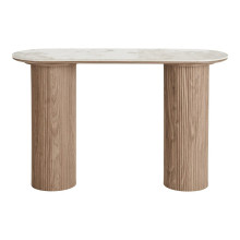 Konsola owalna ceramiczna na ryflowanej podstawie Athens 120cm ceramika / brąz House Nordic