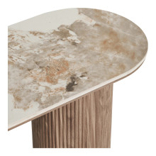Konsola owalna ceramiczna na ryflowanej podstawie Athens 120cm ceramika / brąz House Nordic