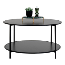 Stolik kawowy okrągły z półką Vita 80cm czarny House Nordic