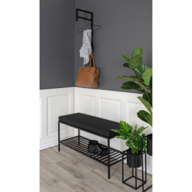 Ławka tapicerowana z półką na buty Vita 100x36cm czarna House Nordic