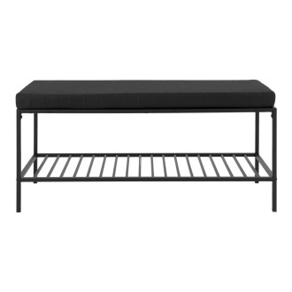 Ławka tapicerowana z półką na buty Vita 100x36cm czarna House Nordic