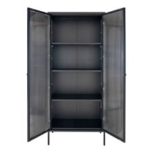 Gablota / witryna na nóżkach ze szklanymi ryflowanymi drzwiami Adelaide 180x80cm czarna House Nordic
