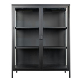 Gablota / witryna metalowa ze szklanymi drzwiami Brisbane 101x80x40cm czarna House Nordic 2