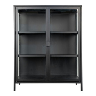 Gablota / witryna metalowa ze szklanymi drzwiami Brisbane 101x80x40cm czarna House Nordic