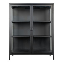 Gablota / witryna metalowa ze szklanymi drzwiami Brisbane 101x80x40cm czarna House Nordic