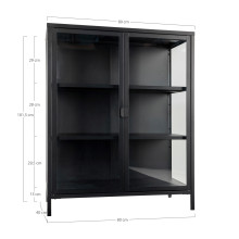 Gablota / witryna metalowa ze szklanymi drzwiami Brisbane 101x80x40cm czarna House Nordic