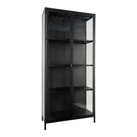 Gablota / witryna metalowa ze szklanymi drzwiami Brisbane 175x80x35cm czarna House Nordic 2