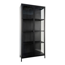 Gablota / witryna metalowa ze szklanymi drzwiami Brisbane 175x80x35cm czarna House Nordic