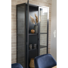 Gablota / witryna metalowa ze szklanymi drzwiami Brisbane 175x80x35cm czarna House Nordic