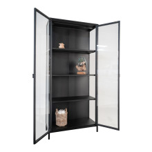 Gablota / witryna metalowa ze szklanymi drzwiami Brisbane 175x80x35cm czarna House Nordic