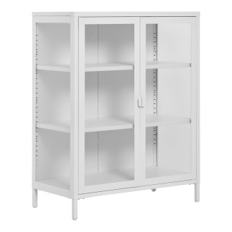Gablota / witryna metalowa ze szklanymi drzwiami Brisbane 101x80x40cm biała House Nordic