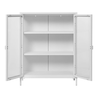 Gablota / witryna metalowa ze szklanymi drzwiami Brisbane 101x80x40cm biała House Nordic