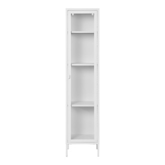Gablota / witryna metalowa ze szklanymi drzwiami Brisbane 180x40x35cm biała House Nordic