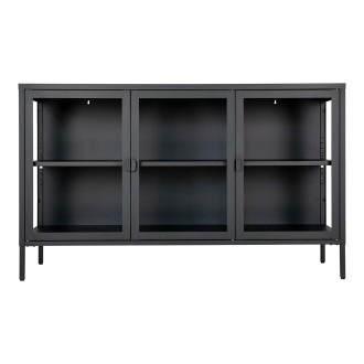 Komoda metalowa ze szklanymi drzwiami Brisbane 85x140x40cm czarna House Nordic