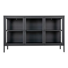 Komoda metalowa ze szklanymi drzwiami Brisbane 85x140x40cm czarna House Nordic