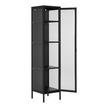 Gablota / witryna metalowa ze szklanymi drzwiami Brisbane 180x40x35cm czarna House Nordic
