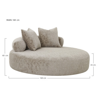 Leżanka - sofa okrągła Cairo 160cm ciemny beż House Nordic