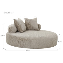 Leżanka - sofa okrągła Cairo 160cm ciemny beż House Nordic