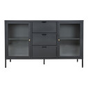 Komoda metalowa z 3 szufladami i 2 szafkami Dalby 85x140x40cm czarna House Nordic