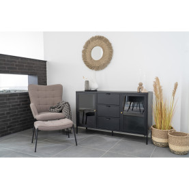 Komoda metalowa z 3 szufladami i 2 szafkami Dalby 85x140x40cm czarna House Nordic 2