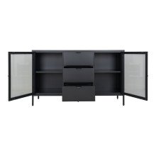 Komoda metalowa z 3 szufladami i 2 szafkami Dalby 85x140x40cm czarna House Nordic
