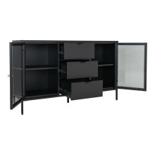 Komoda metalowa z 3 szufladami i 2 szafkami Dalby 85x140x40cm czarna House Nordic