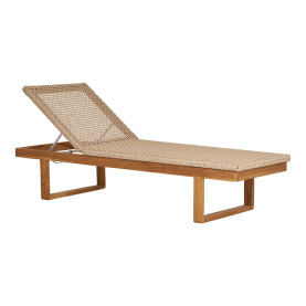 Leżak ogrodowy z drewna tekowego z plecionym siedziskiem Derby 190x65cm House Nordic