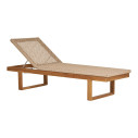 Leżak ogrodowy z drewna tekowego z plecionym siedziskiem Derby 190x65cm House Nordic