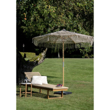 Leżak ogrodowy z drewna tekowego z plecionym siedziskiem Derby 190x65cm House Nordic