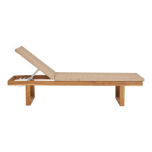 Leżak ogrodowy z drewna tekowego z plecionym siedziskiem Derby 190x65cm House Nordic