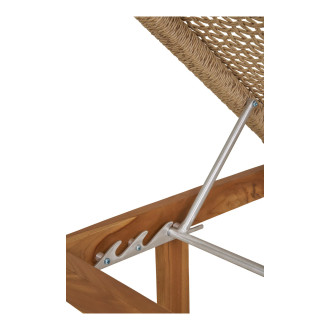Leżak ogrodowy z drewna tekowego z plecionym siedziskiem Derby 190x65cm House Nordic