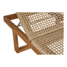 Leżak ogrodowy z drewna tekowego z plecionym siedziskiem Derby 190x65cm House Nordic