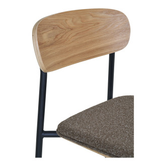 Krzesło barowe drewniane z tapicerowanym siedziskiem Estepona 66cm jesion / czarny House Nordic