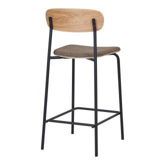 Krzesło barowe drewniane z tapicerowanym siedziskiem Estepona 66cm jesion / czarny House Nordic