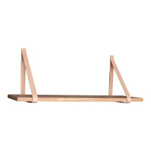 Półka ścienna z drewna kauczukowego na skórzanych paskach Forno 120cm House Nordic
