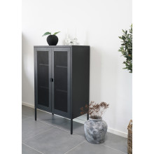 Regał / witryna metalowa z ażurowymi frontami Melbourne 120x80x40cm czarna House Nordic