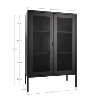 Regał / witryna metalowa z ażurowymi frontami Melbourne 120x80x40cm czarna House Nordic