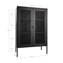 Regał / witryna metalowa z ażurowymi frontami Melbourne 120x80x40cm czarna House Nordic