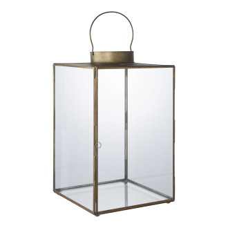 Latarnia szklana Mohali 42cm antyczne złoto House Nordic