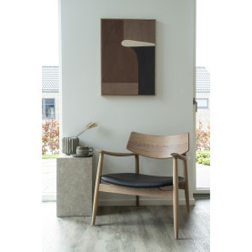 Fotel drewniany z tapicerowanym siedziskiem Olvera dąb naturalny / czarny House Nordic