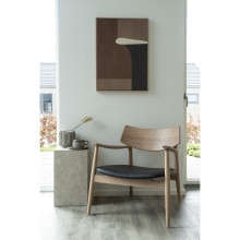 Fotel drewniany z tapicerowanym siedziskiem Olvera dąb naturalny / czarny House Nordic