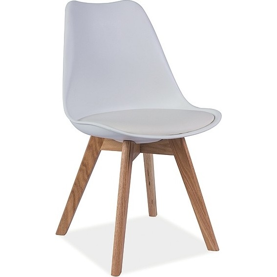 Stylowe Krzesło skandynawskie z poduszką Kris buk/białe Signal do kuchni, salonu i restauracji.